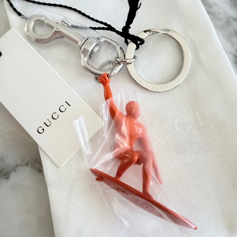Gucci Orange Surfer Keychain Ceramic‎ Varnish Ottone Silver Hardware 822123
